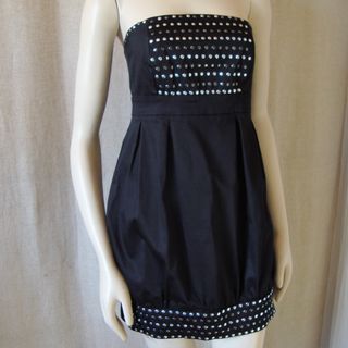 Vestido fiesta negro y plata abullonado T.38 M