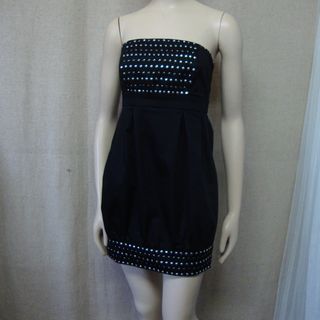 Vestido fiesta negro y plata abullonado T.38 M