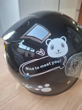 Casco Moto Infantil Negro Oso