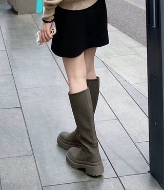 Botas altas Zara verde oliva