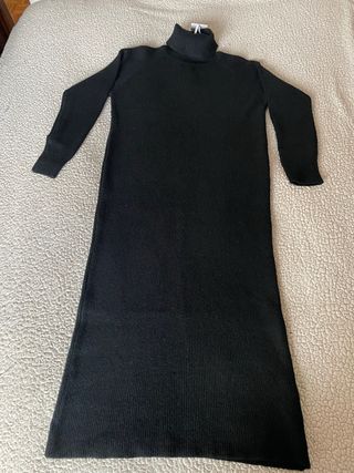 Abito lungo maglia collo alto nero