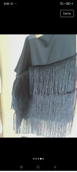 Falda negra de flecos talla 38/40,elastica