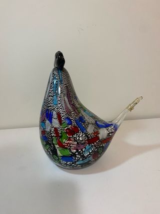 Pareja Figuras Gallo Vidrio Murano Multicolor