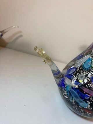 Pareja Figuras Gallo Vidrio Murano Multicolor