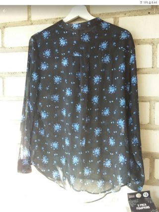 Blusa mujer  Mango Collection azul y negra M