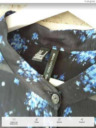 Blusa mujer  Mango Collection azul y negra M