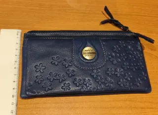 Cartera de piel azul Amichi dos cremalleras