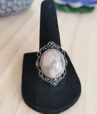 Anillo Ágata Flor de Cerezo Natural Ajustable