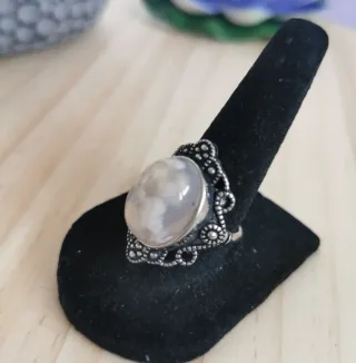 Anillo Ágata Flor de Cerezo Natural Ajustable