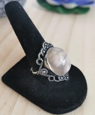 Anillo Ágata Flor de Cerezo Natural Ajustable