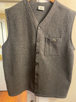 Chaleco Lacoste Lana Talla XXL Gris