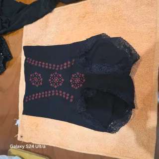 Vestido fiesta lentejuelas negro y plata