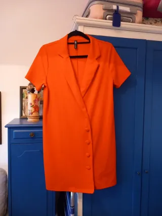 Vestido/Chaqueta Zara Manga Corta Cruzado Naranja