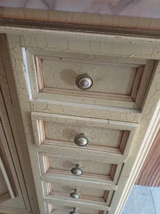 Taquillón Entrada Vintage Mármol Madera