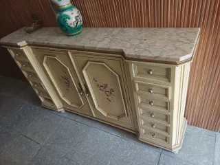 Taquillón Entrada Vintage Mármol Madera