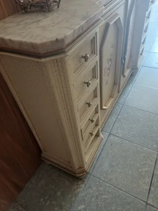 Taquillón Entrada Vintage Mármol Madera