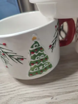 Set 3 tazze impilabili Natale con supporto