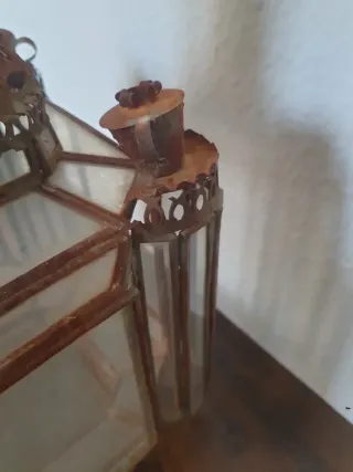 Farol colgante vintage cristal y metal