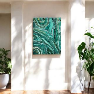 Pack “Reflejos de Esmeralda” – Cuadro + reloj