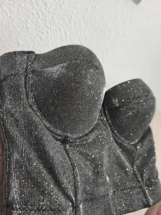 Top Corsé Brillante Plateado Talla Única
