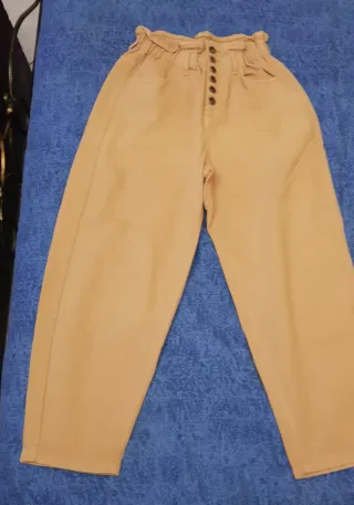 Jeans donna vita alta beige