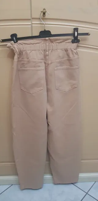 Jeans donna vita alta beige
