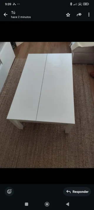 Mesa de salón elevable blanca