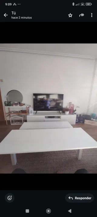 Mesa de salón elevable blanca