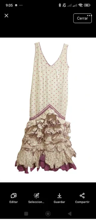 Traje de Sevillana Beige y Rosa