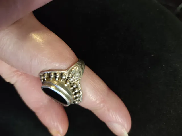 Lote de 2 Anéis de Prata e Ônix