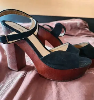 Zapatos de tacón plataforma madera talla 40