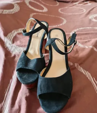 Zapatos de tacón plataforma madera talla 40