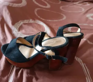 Zapatos de tacón plataforma madera talla 40