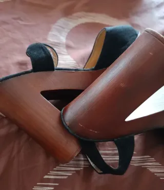 Zapatos de tacón plataforma madera talla 40