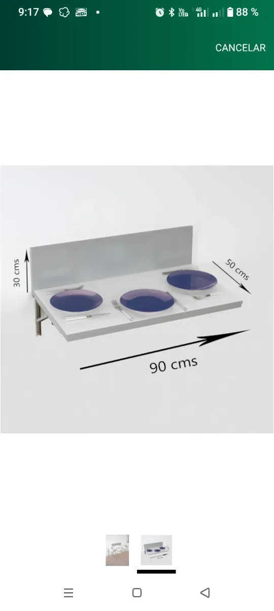 Mesa plegable cocina metal y cristal