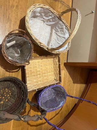 Pack 5 cestas mimbre y morada