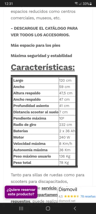Scooter movilidad reducida, Invacare Leo discapaci
