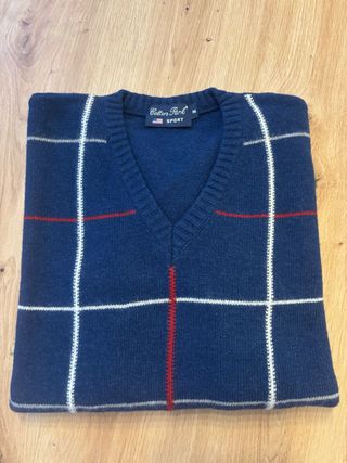 Jersey Cotton Park Cuello Pico Cuadros Talla M