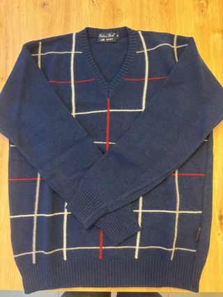 Jersey Cotton Park Cuello Pico Cuadros Talla M