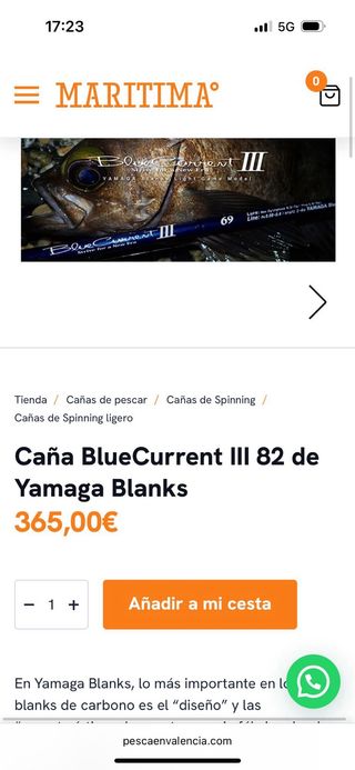 Caña Spinning Yamaga Blanks Blue Current III 82
