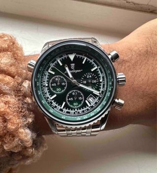 Reloj Hombre Nuevo Verde y Plateado