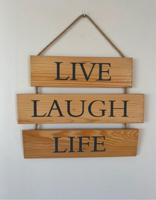 Cartel Decorativo Madera Live Laugh Life