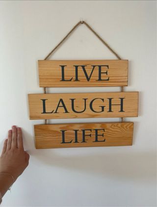 Cartel Decorativo Madera Live Laugh Life