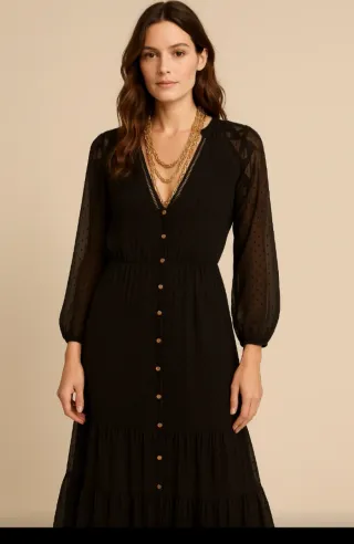Vestido negro Zara manga larga