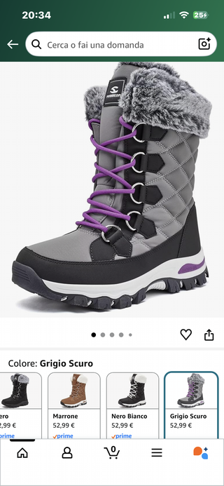 Stivaletti da neve Hobibear Tg 37 grigio/viola