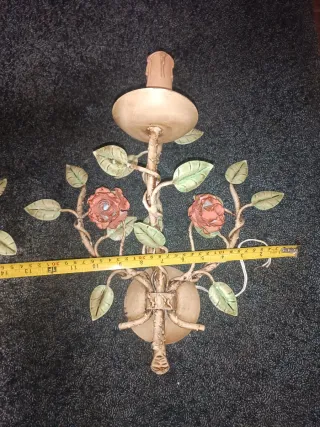 Apliques pared hierro forjado rosas años 50