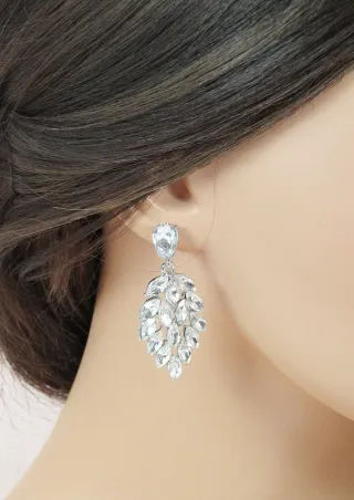Pendientes largos lágrima plata y cristal