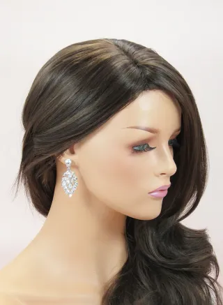 Pendientes largos lágrima plata y cristal