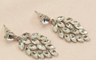 Pendientes largos lágrima plata y cristal