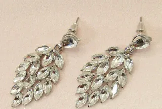 Pendientes largos lágrima plata y cristal